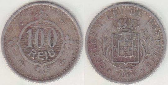 1900 Portugal 100 Reis A003695